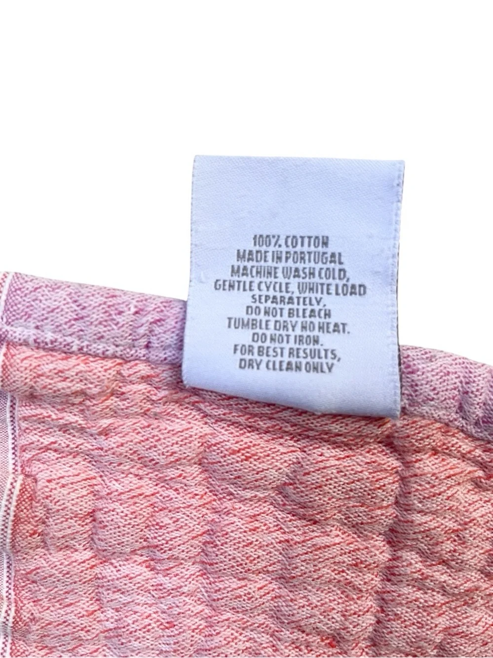 Texteis Penedo Two Tone Cotton Gauze Throw Blanket in Pale Pink/Orange w/Fringe